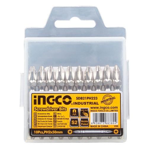 Биты S2 двусторонние PH2x50 мм, 10 шт INGCO