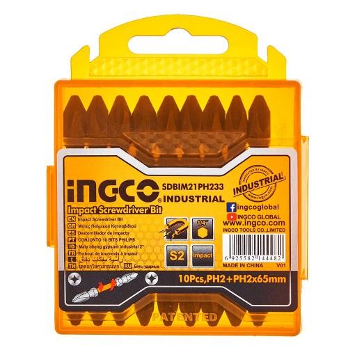 Биты ударные двусторонние S2 PH2×65 мм, 10 шт. INGCO INDUSTRIAL